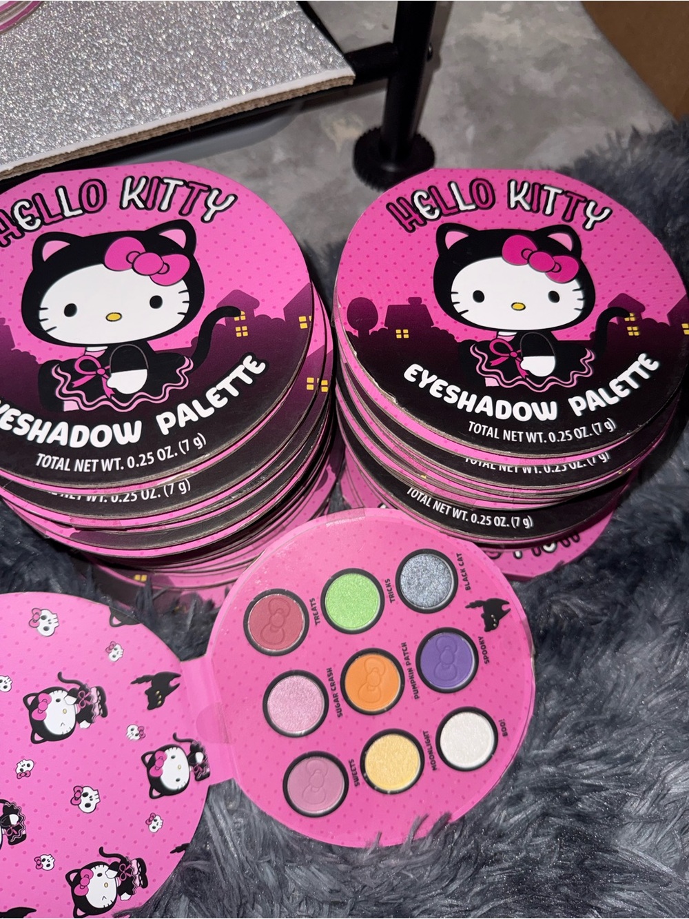 Hello Kitty Pink Eyeshadow Palette with Green, Purple, Gold & Silver Shades